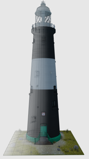 Spurn Lighthouse 3D model by Hannah Rice. Wireframe to Textured blend.